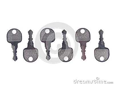 Metal keys on white background Stock Photo