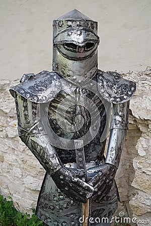 Metal knight armours with sword Editorial Stock Photo