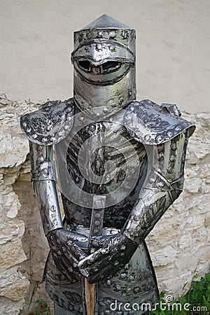 Metal knight armours with sword Editorial Stock Photo