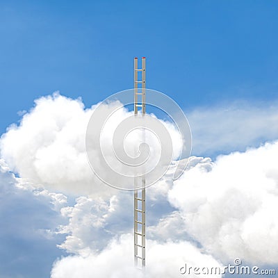 metal ladder crosses the clouds Stock Photo