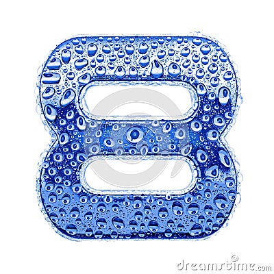 Metal letter & water drops - digit 9 Stock Photo