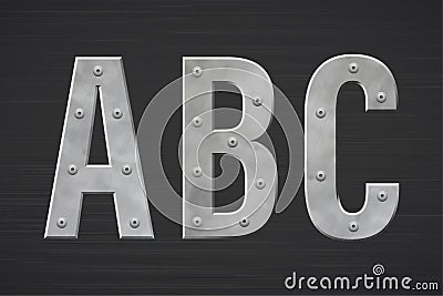 Metal letters with rivet. Vector Illustration