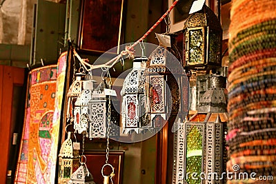 Metal lights souvenirs in DOHA Stock Photo