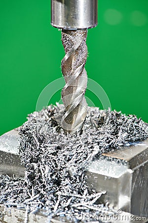 Metal machining process by mill Stock Photo