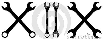 Metal mechanic wrench silhouette, set, vector illustration Vector Illustration