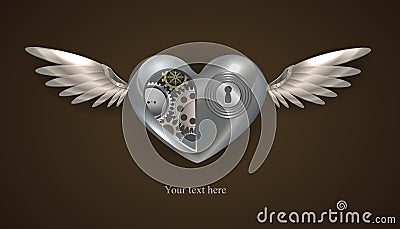 Metal mechanical heart Vector Illustration