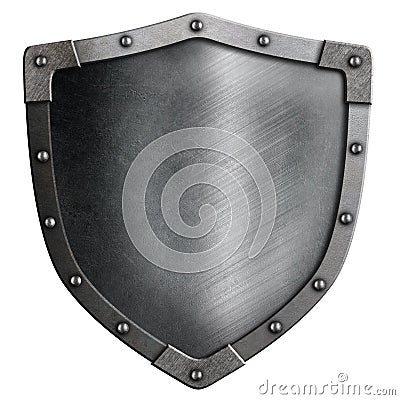 Metal medieval shield isolated Stock Photo
