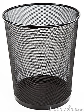 Metal Mesh Black Wastebasket Trash Can Stock Photo