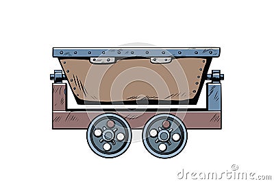 Metal mining trolley Vector Illustration