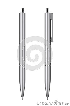 Metal Mockup Ballpoint Pen with Blank Space for Yours Logo or De Stock Photo