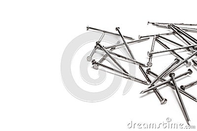 Metal nails isolated on white Stock Photo