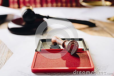 Metal notary public ink stamper Stock Photo