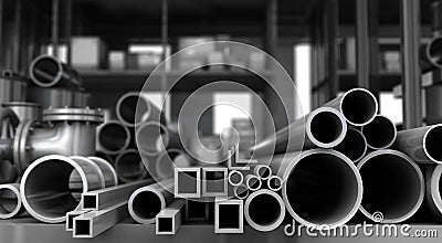 Metal objects in Warehouse Stock Photo