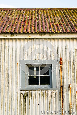 Metal Outbuilding Roof Window Forgotten Coast Guard Lighthouse Stock Photo