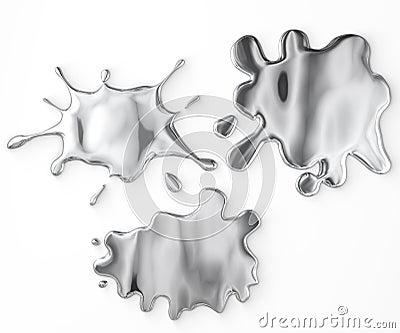 Metallic Paint Splashes isolated on White Cartoon Illustration