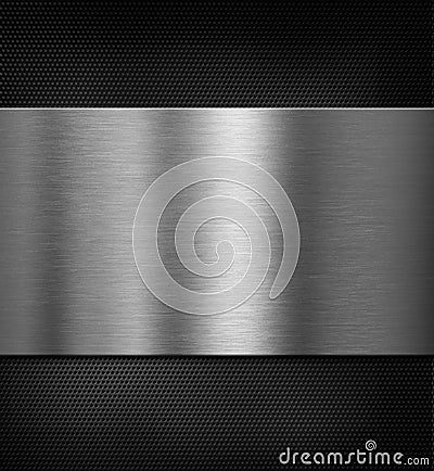 Metal panel over black grid 3d illustration Stock Photo