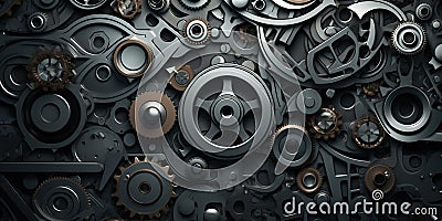 Metal Parts Abstract Background -a visually captivating composition of intricate metal parts, forming an abstract Stock Photo