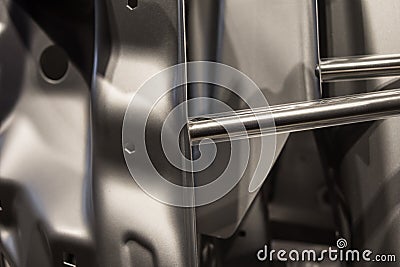 Metal parts of a car in automotive production Stock Photo