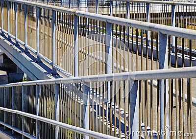 Metal Pedestrian Walking Overpass Railing Pattern Stock Photo