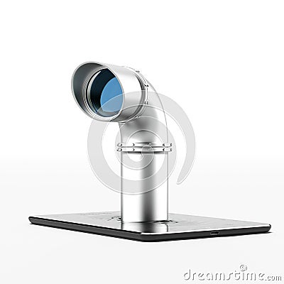 Metal periscope from tablet pc Stock Photo