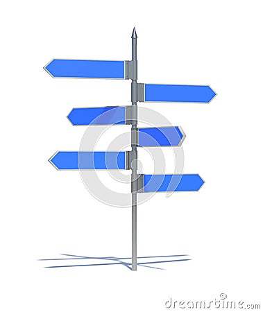 Metal pillar with signposts directions Stock Photo