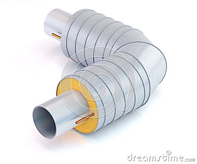 Metal pipe with thermal insulation Cartoon Illustration