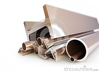 Metal pipes, angles, channels, squares Stock Photo
