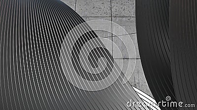 Metal plate and concrete contemporary luxury curved silver Elegant Modern 3D Rendering abstract background Cartoon Illustration