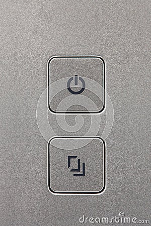 Metal power and copy button Stock Photo