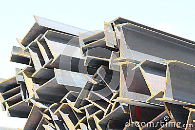 Metal profiles beam foundation for building structures Stock Photo