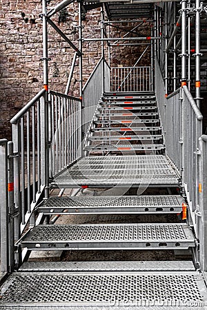 Metal protective structures with stairs on the construction site Stock Photo