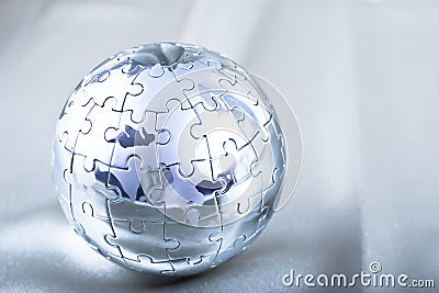 Metal Puzzle Globe Stock Photo