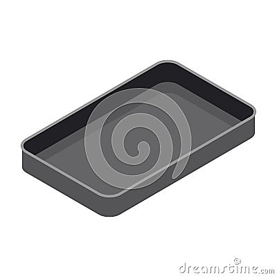 Metal rectangular baking tray for baking meat, fish, cake, pie or other food, isometric style. Isolated on white background Vector Illustration