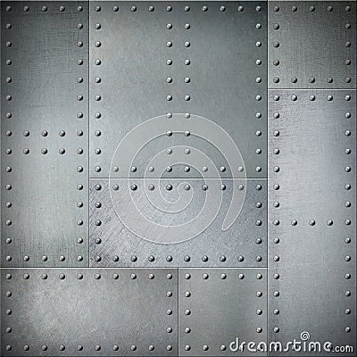 Metal with rivets steel background or texture Stock Photo