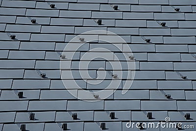 Metal Roof with Snow Guards - close up Stock Photo
