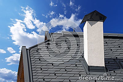 Metal Roof with Snow Guards Stock Photo