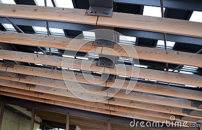 Metal roof with wood rafter Stock Photo
