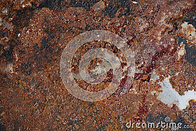 Metal with rust, vintage antique looking material, grungy background, retro style, oxidation template Stock Photo