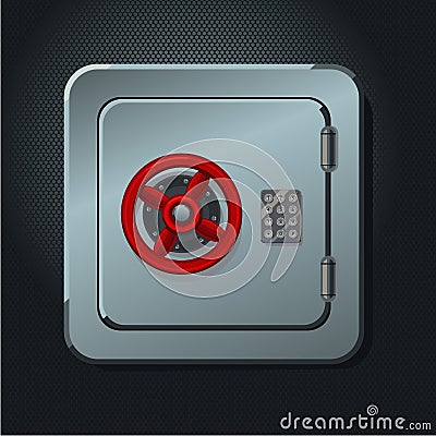 Metal safe box with digital lock. Realictic vector illustration. Vector Illustration