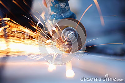 Metal sawing close up Stock Photo