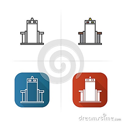 Metal scanner gate icon. Flat design, linear color styles. Isolated vector illustrations. Vector Illustration