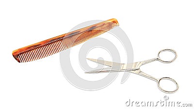 Metal scissor and comp isolated Stock Photo