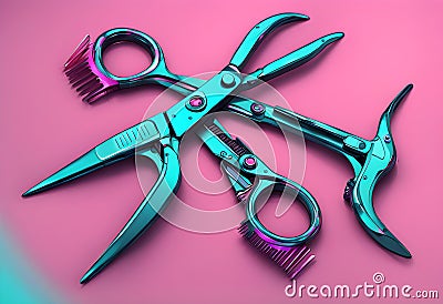 metal scissors hairdressing concept Stock Photo