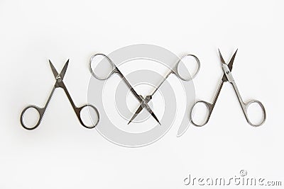 Metal scissors for manicure and pedicure on a white background Stock Photo
