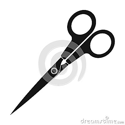 Metal scissors with red handles . School device for cutting out .School And Education single icon in black style vector Vector Illustration