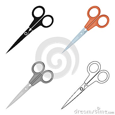 Metal scissors with red handles . School device for cutting out .School And Education single icon in cartoon style Vector Illustration