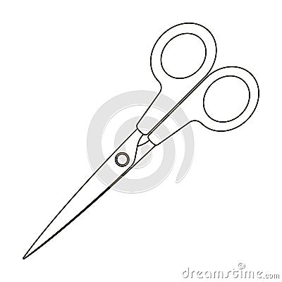 Metal scissors with red handles . School device for cutting out .School And Education single icon in outline style Vector Illustration