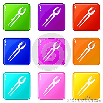 Metal scissors set 9 Vector Illustration