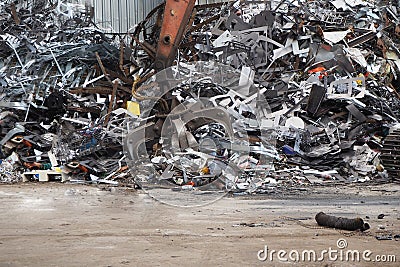 Working scrap metal recycling machine Stock Photo