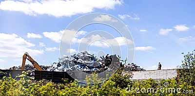 Metal Scrapyard Pile Stock Photo